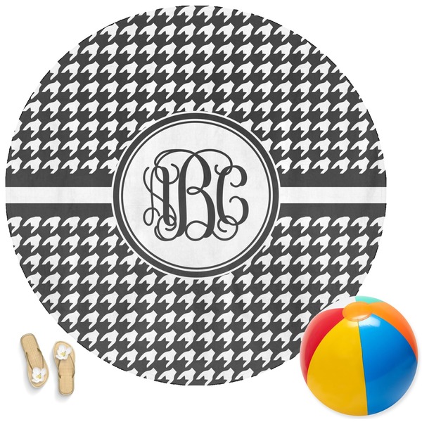 Custom Houndstooth Round Beach Towel (Personalized)