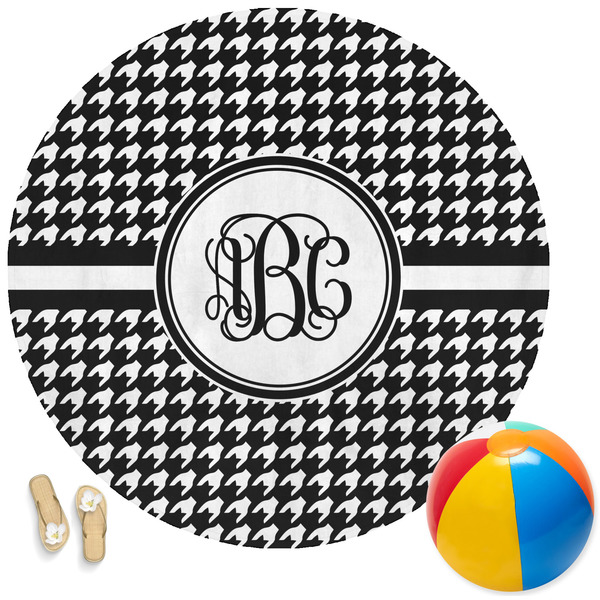 Custom Houndstooth Round Beach Towel (Personalized)