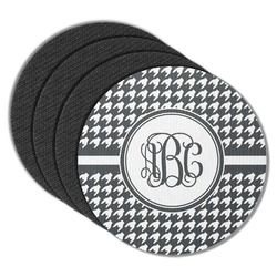 Houndstooth Round Rubber Backed Coasters - Set of 4 (Personalized)