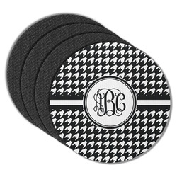 Houndstooth Round Rubber Backed Coasters - Set of 4 (Personalized)