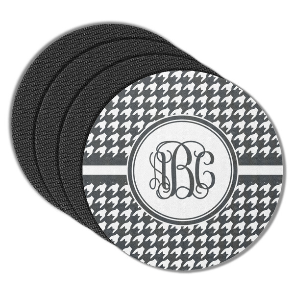 Custom Houndstooth Round Rubber Backed Coasters - Set of 4 (Personalized)