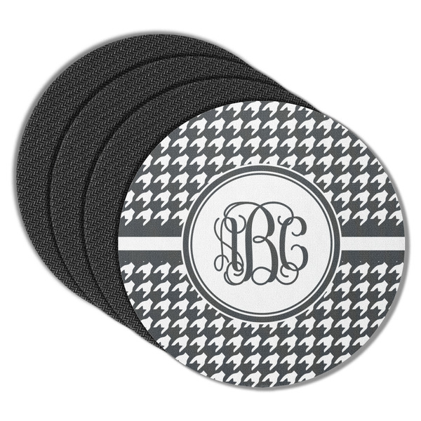 Custom Houndstooth Round Rubber Backed Coasters - Set of 4 (Personalized)