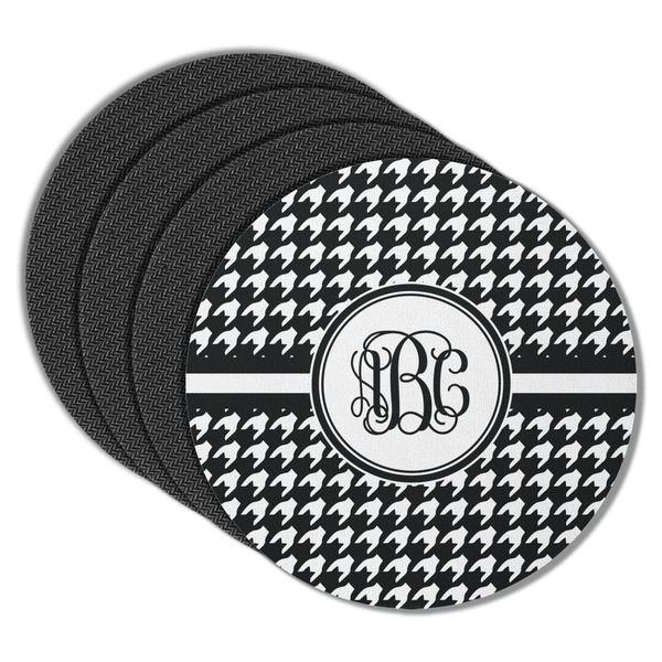 Custom Houndstooth Round Rubber Backed Coasters - Set of 4 (Personalized)