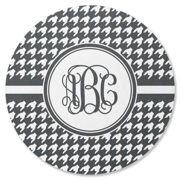 Custom Houndstooth Round Rubber Backed Coaster (Personalized)
