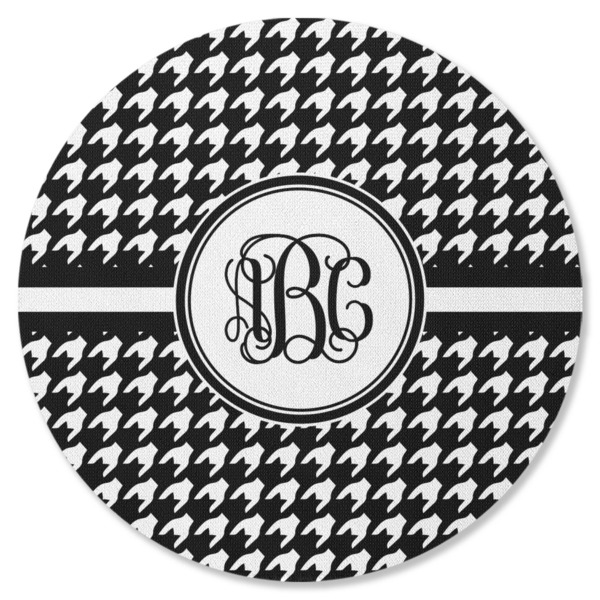 Custom Houndstooth Round Rubber Backed Coaster (Personalized)