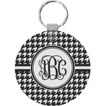 Houndstooth Round Plastic Keychain (Personalized)