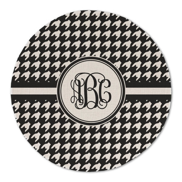 Custom Houndstooth Round Linen Placemat (Personalized)