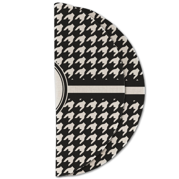 Houndstooth Round Linen Placemats - HALF FOLDED (double sided)