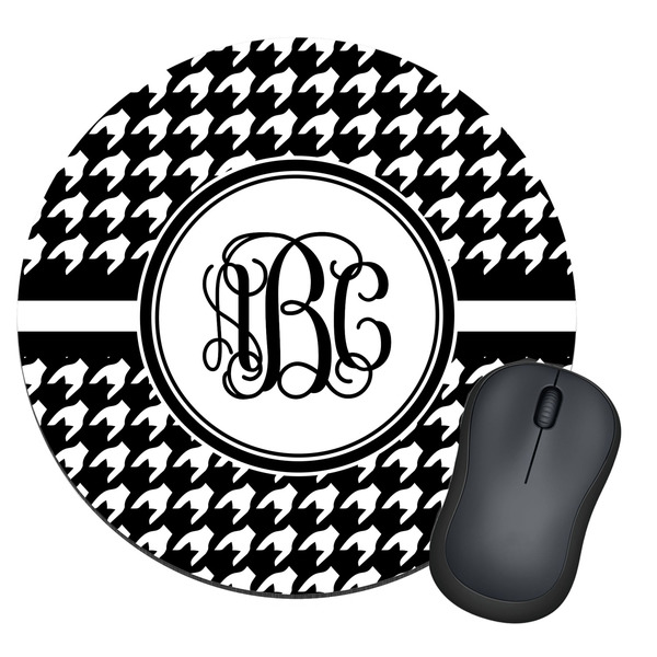 Custom Houndstooth Round Mouse Pad (Personalized)