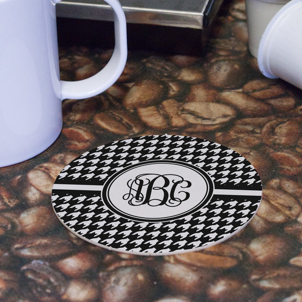 Houndstooth Round Paper Coaster - Front