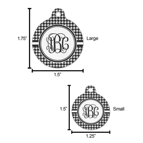 Houndstooth Round Pet ID Tag - Large - Comparison Scale
