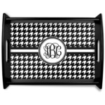 Houndstooth Black Wooden Tray - Large (Personalized)