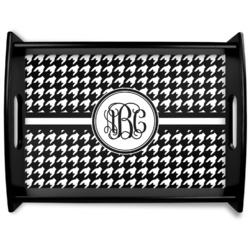 Houndstooth Black Wooden Tray - Large (Personalized)
