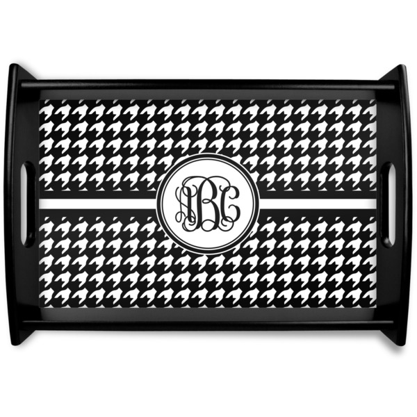 Custom Houndstooth Black Wooden Tray - Small (Personalized)