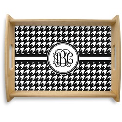 Houndstooth Natural Wooden Tray - Large (Personalized)