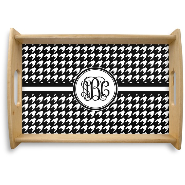 Custom Houndstooth Natural Wooden Tray - Small (Personalized)