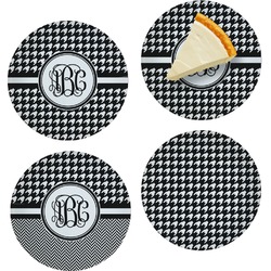 Houndstooth Set of 4 Glass Appetizer / Dessert Plate 8" (Personalized)