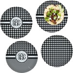 Houndstooth Set of 4 Glass Lunch / Dinner Plate 10" (Personalized)