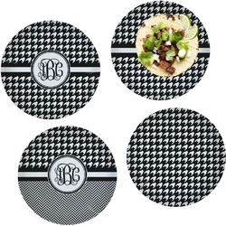 Houndstooth Set of 4 Glass Lunch / Dinner Plate 10" (Personalized)
