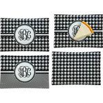 Houndstooth Set of 4 Glass Rectangular Appetizer / Dessert Plate (Personalized)
