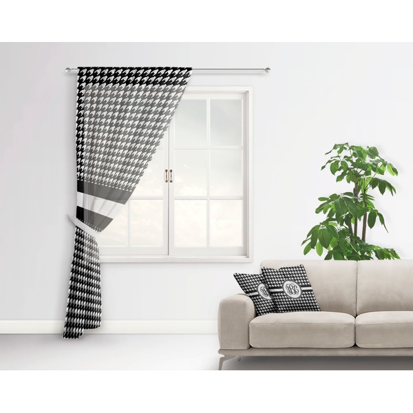 Houndstooth Sheer Curtain With Window and Rod - in Room Matching Pillow