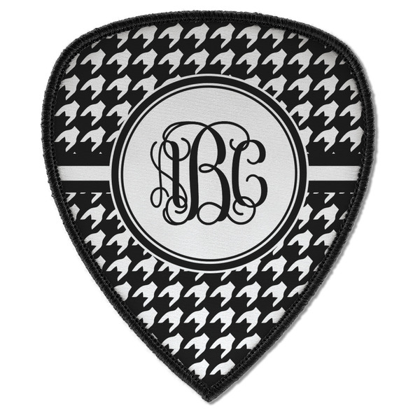 Custom Houndstooth Iron on Shield Patch A w/ Monogram