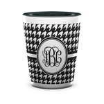 Houndstooth Ceramic Shot Glass - 1.5 oz - Two Tone - Set of 4 (Personalized)