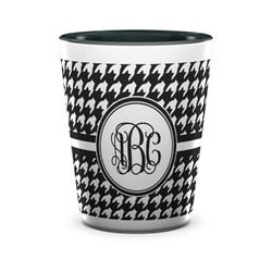 Houndstooth Ceramic Shot Glass - 1.5 oz - Two Tone - Set of 4 (Personalized)