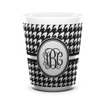 Houndstooth Ceramic Shot Glass - 1.5 oz - White - Single (Personalized)