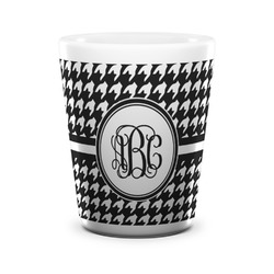 Houndstooth Ceramic Shot Glass - 1.5 oz - White - Set of 4 (Personalized)