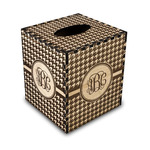 Houndstooth Wood Tissue Box Cover - Square (Personalized)