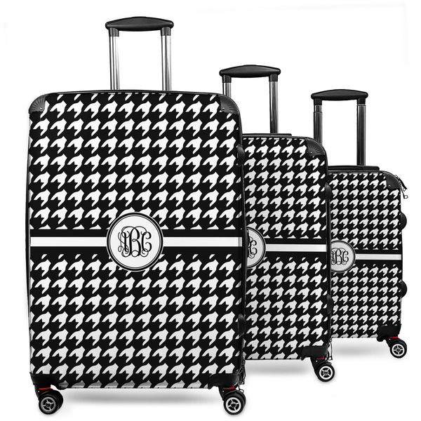 Custom Houndstooth 3 Piece Luggage Set - 20" Carry On, 24" Medium Checked, 28" Large Checked (Personalized)