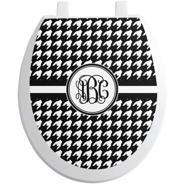 Custom Houndstooth Toilet Seat Decal - Round (Personalized)