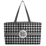 Houndstooth Beach Totes Bag - w/ Black Handles (Personalized)