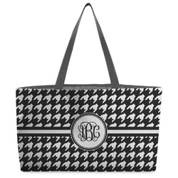 Houndstooth Beach Totes Bag - w/ Black Handles (Personalized)