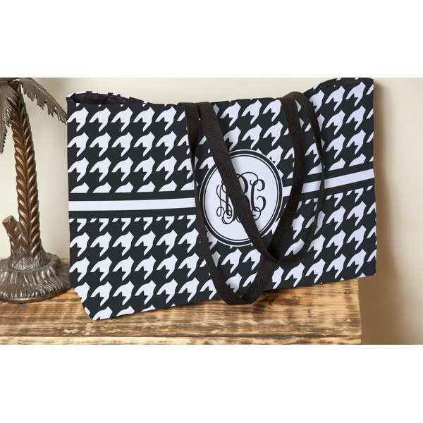 Houndstooth Tote w/Black Handles - Lifestyle View