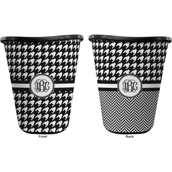 Houndstooth Trash Can Black - Front and Back - Apvl