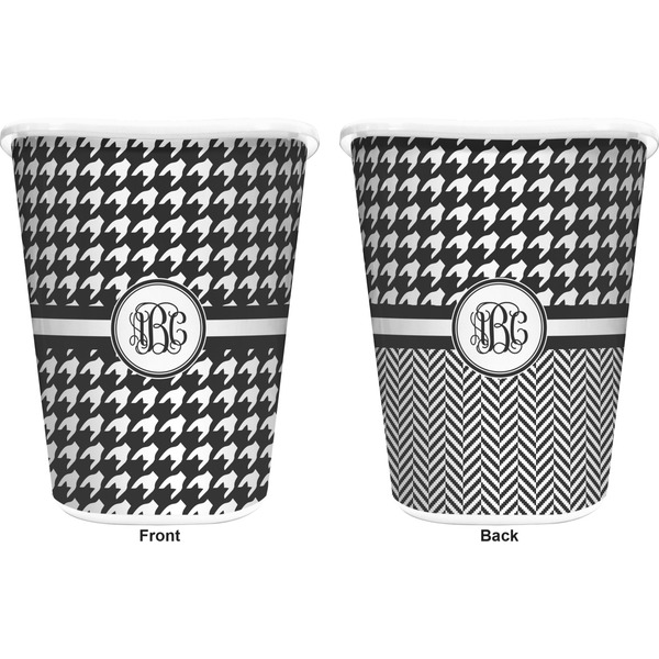 Houndstooth Trash Can White - Front and Back - Apvl