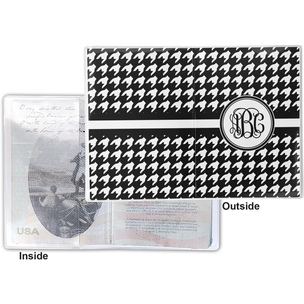 Houndstooth Vinyl Passport Holder - Flat Front and Back