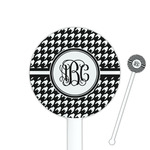 Houndstooth 5.5" Round Plastic Stir Sticks - White - Double Sided (Personalized)