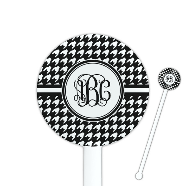 Custom Houndstooth 5.5" Round Plastic Stir Sticks - White - Double Sided (Personalized)
