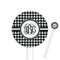 Houndstooth 5.5" Round Plastic Stir Sticks - White - Double Sided (Personalized)
