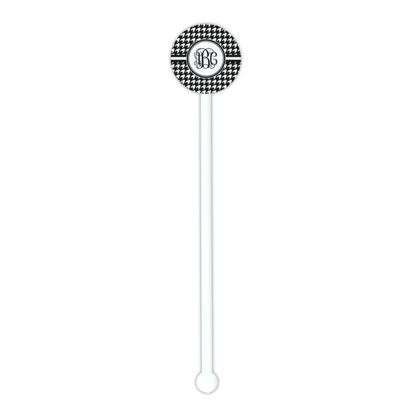 Houndstooth White Plastic 5.5" Stir Stick - Round - Single Stick