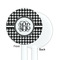 Houndstooth White Plastic 5.5" Stir Stick - Single Sided - Round - Front & Back