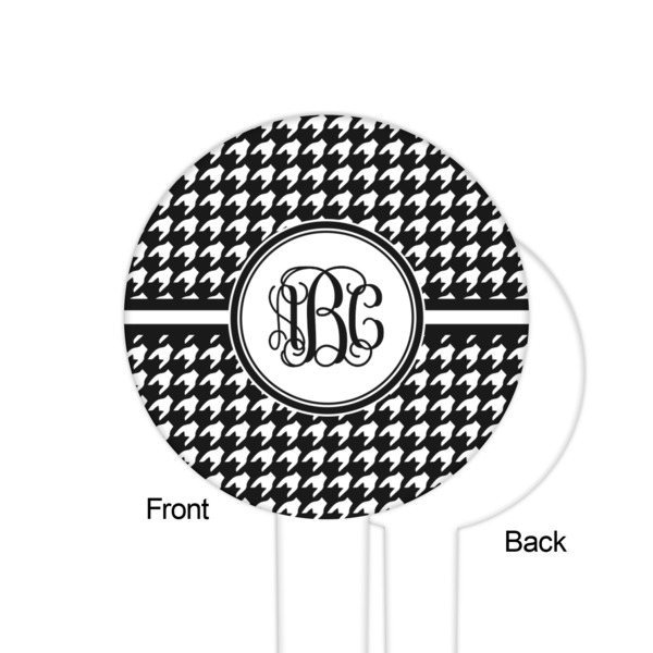 Houndstooth White Plastic 6" Food Pick - Round - Single Sided - Front & Back