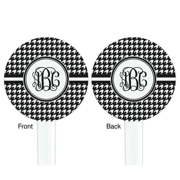 Houndstooth White Plastic 7" Stir Stick - Double Sided - Round - Front & Back