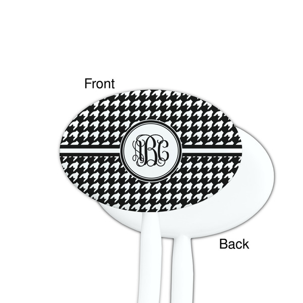 Houndstooth White Plastic 7" Stir Stick - Single Sided - Oval - Front & Back