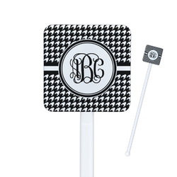 Houndstooth Square Plastic Stir Sticks - Single Sided (Personalized)