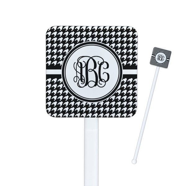 Custom Houndstooth Square Plastic Stir Sticks - Double Sided (Personalized)