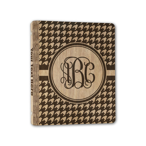 Custom Houndstooth Wood 3-Ring Binder - 1" Half-Letter Size (Personalized)